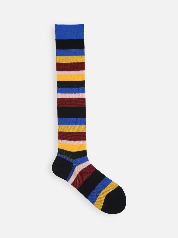 Tabio 011170156 Jacquard multi-border high socks Yellow
