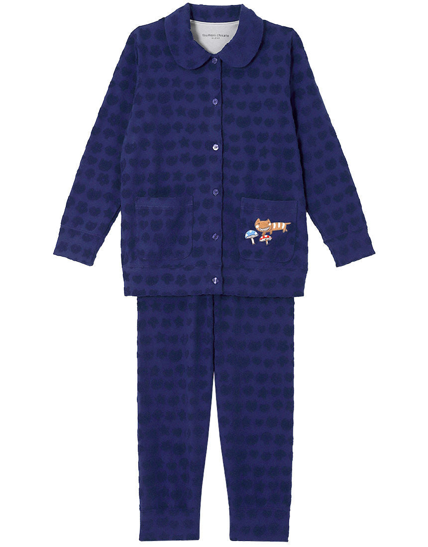 Tsumori Chisato Cats and Mushrooms New Winter pajama blue
