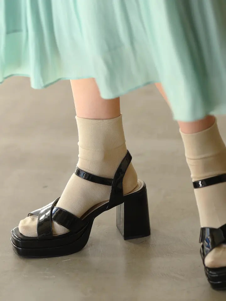 Tabio 021132010 plain silk short socks / Various Colors
