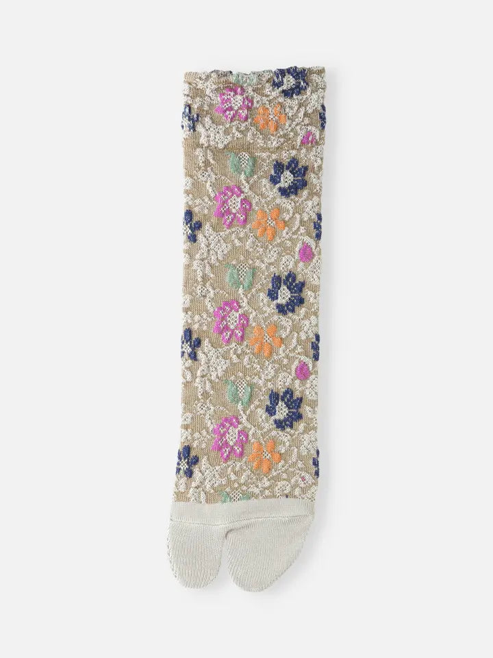 Tabio 021132092 Floral float pattern tabi socks Lavender Gray