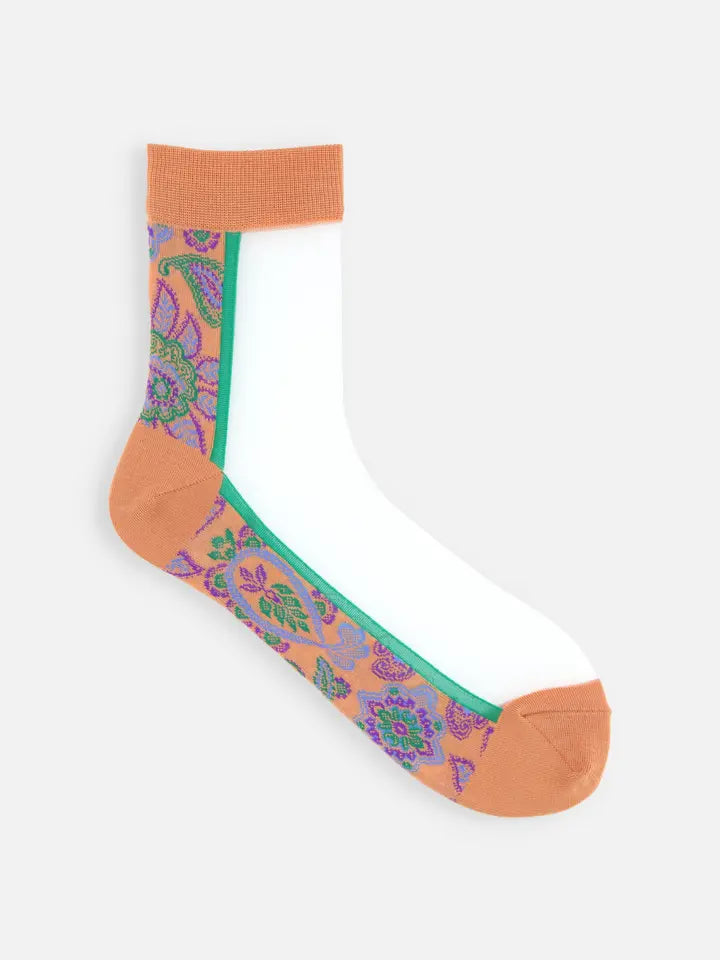 Tabio 021132372 Paisley Sheer Panel Socks / various colors