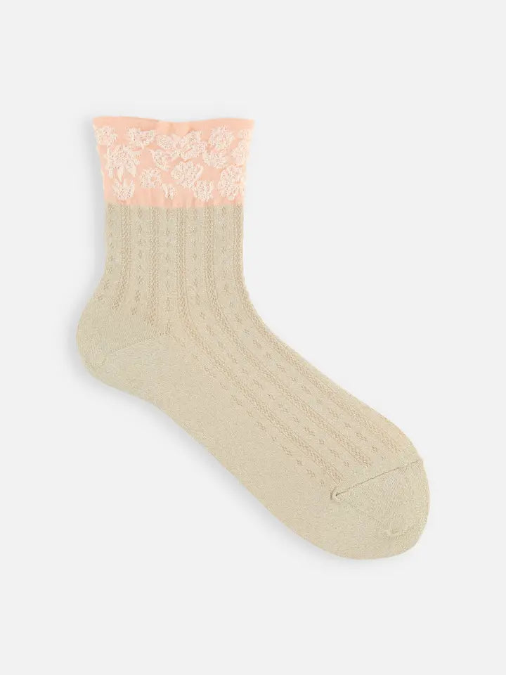 Tabio 021132474 Elastic opening float lame mesh short socks various colors