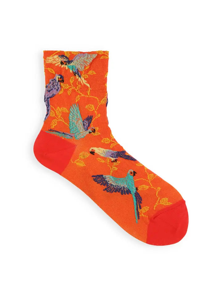 Tabio 021132475 Float parrot pattern short socks / 42 Red