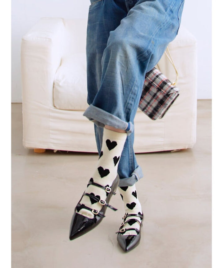 Tabio 011142810 Wool Mixed Heart Socks