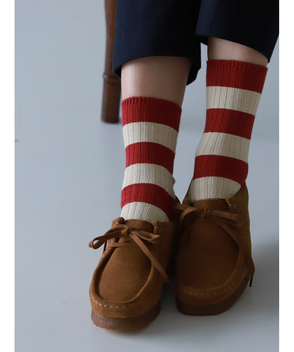 Tabio Cozy Striped Rib Socks 2 color combinations