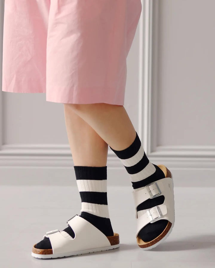 Tabio Cozy Striped Rib Socks 2 color combinations