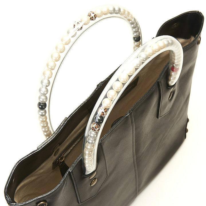 Carnet by Akari Aizawa Leather bag with colorful Pearl handle