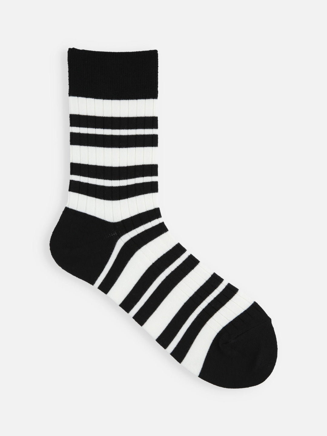 Tabio 011141264 Bicolor multi-border socks Black / White