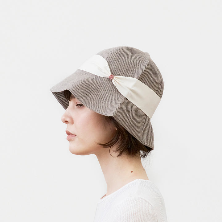 Mature Ha  MAS22-63 Hemp Linen Braid Hat Short STEEL Grey