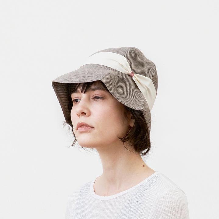 Mature Ha  MAS22-63 Hemp Linen Braid Hat Short STEEL Grey