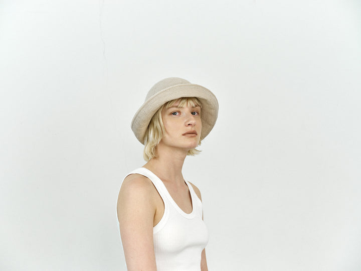 Mature Ha MAS25-73GRG Silk Linen Braid Hat / Greige