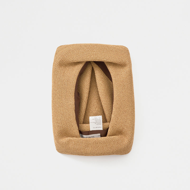 BOXED HAT paper abaca long brim leather belt - White Gravel