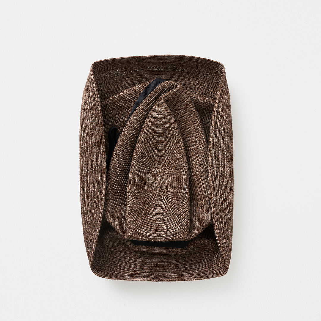 BOXED HAT 11cm brim grosgrain ribbon / dark brown