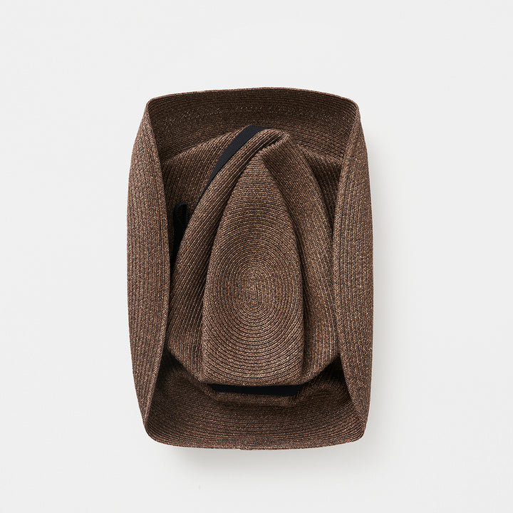 BOXED HAT 11cm brim grosgrain ribbon / dark brown