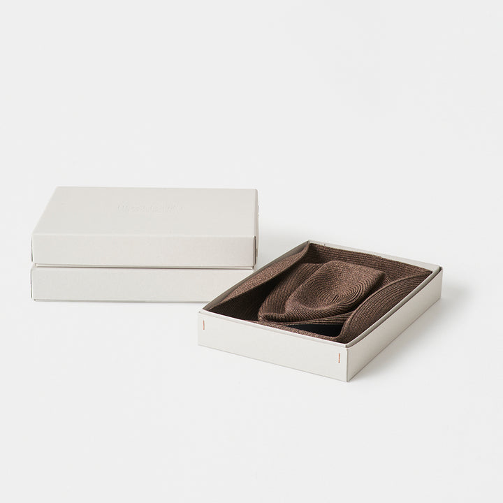 BOXED HAT 11cm brim grosgrain ribbon / dark brown