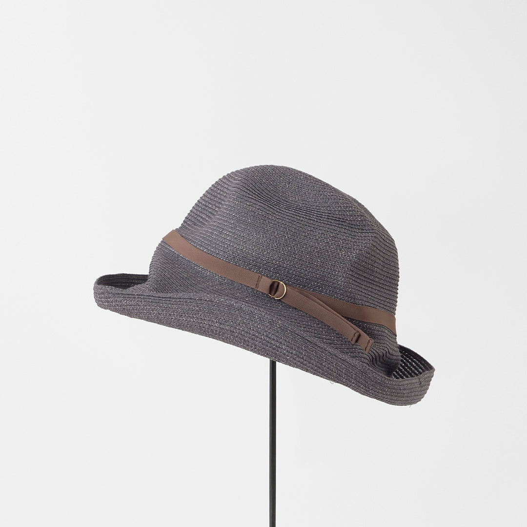 BOXED HAT paper abaca with Ring Belt - Slate Grey Base