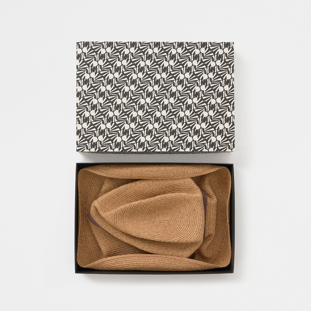 BOXED HAT paper abaca with Ring Belt - Bronze Base