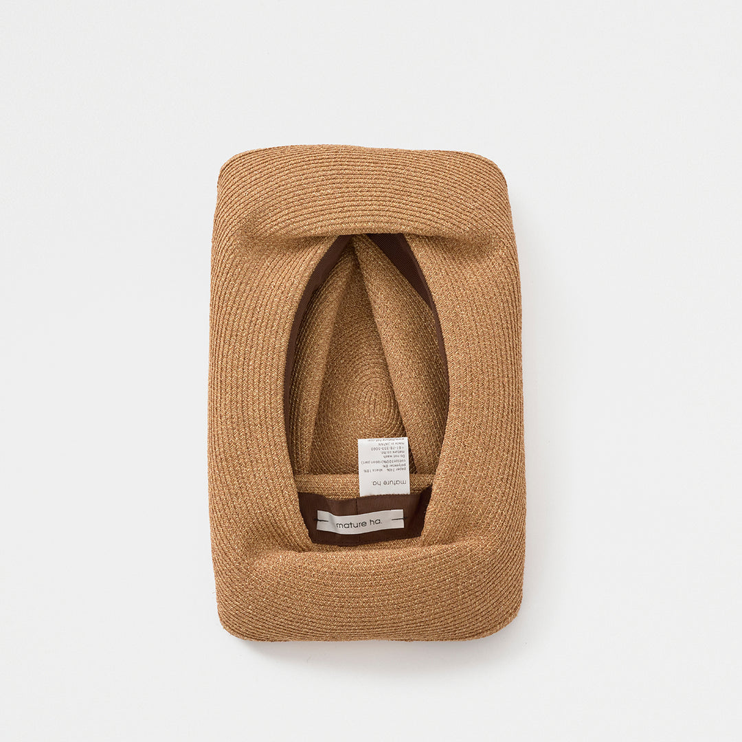 BOXED HAT paper abaca long brim leather belt - Black