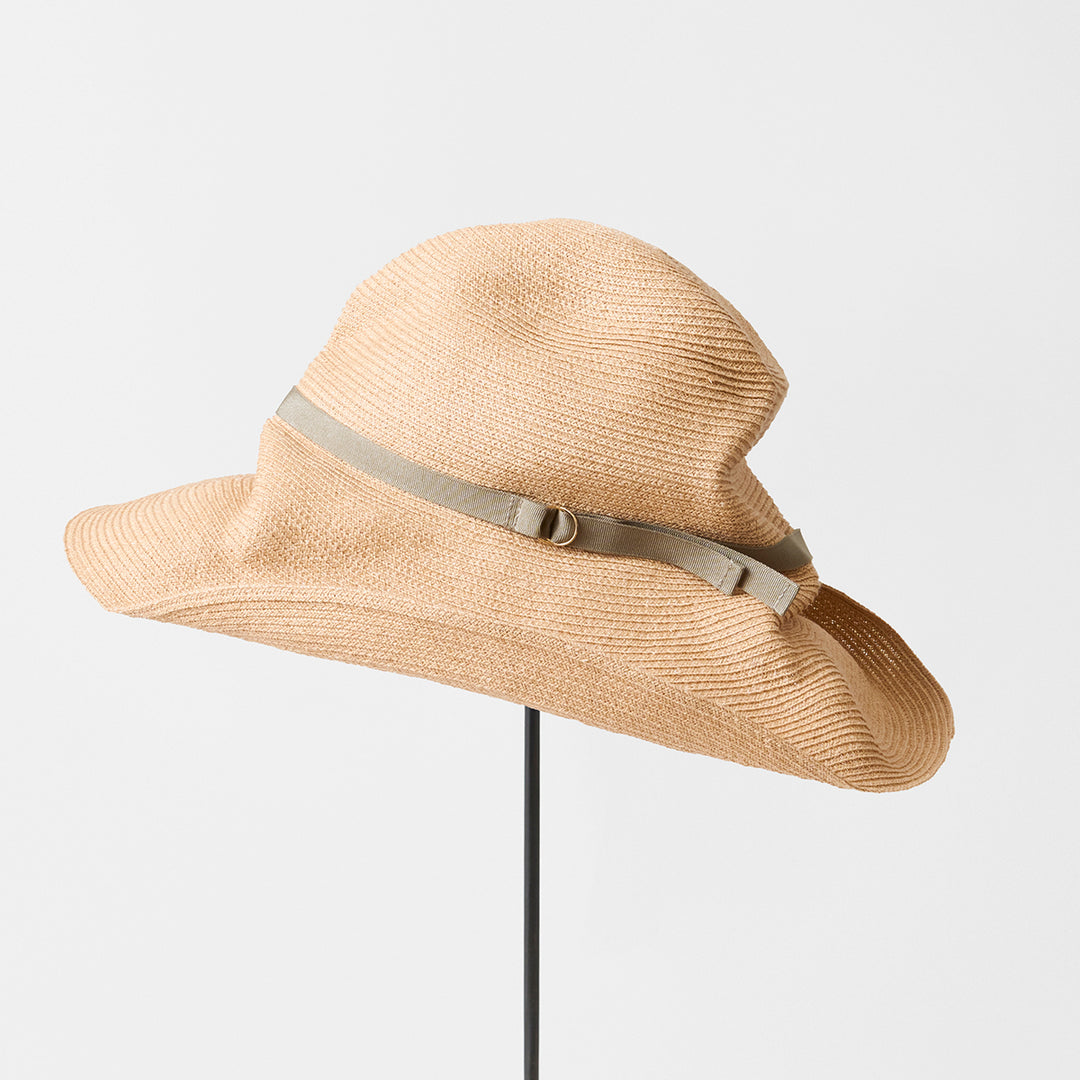 BOXED HAT paper abaca long brim Ring Belt - Olive