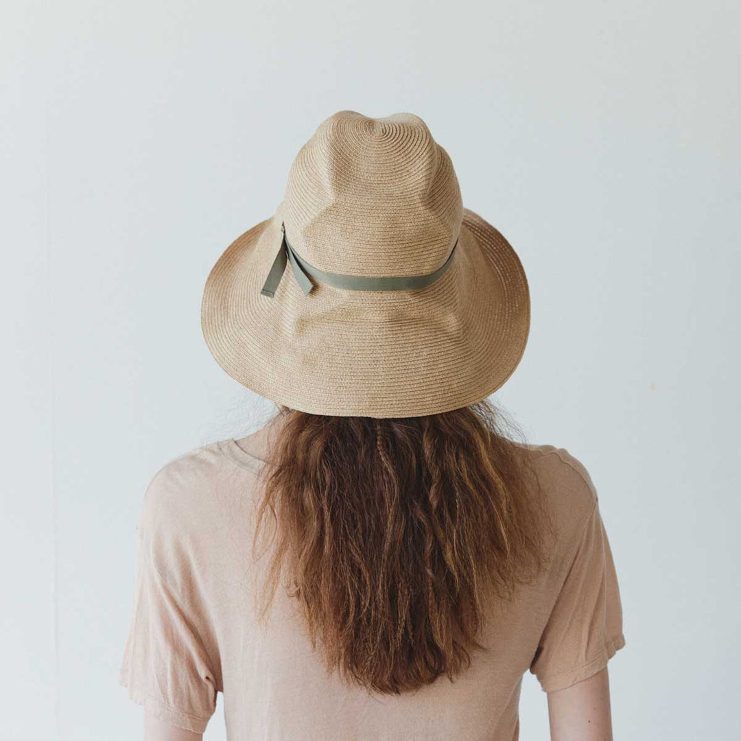 BOXED HAT paper abaca long brim Ring Belt - Olive