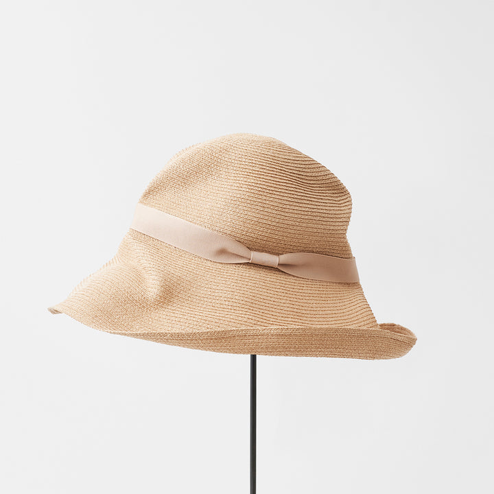 BOXED HAT Paper Abaca Long Brim with Stucco Beige Base