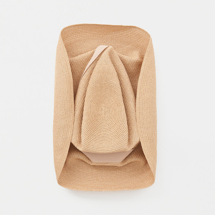 BOXED HAT Paper Abaca Long Brim with Stucco Beige Base