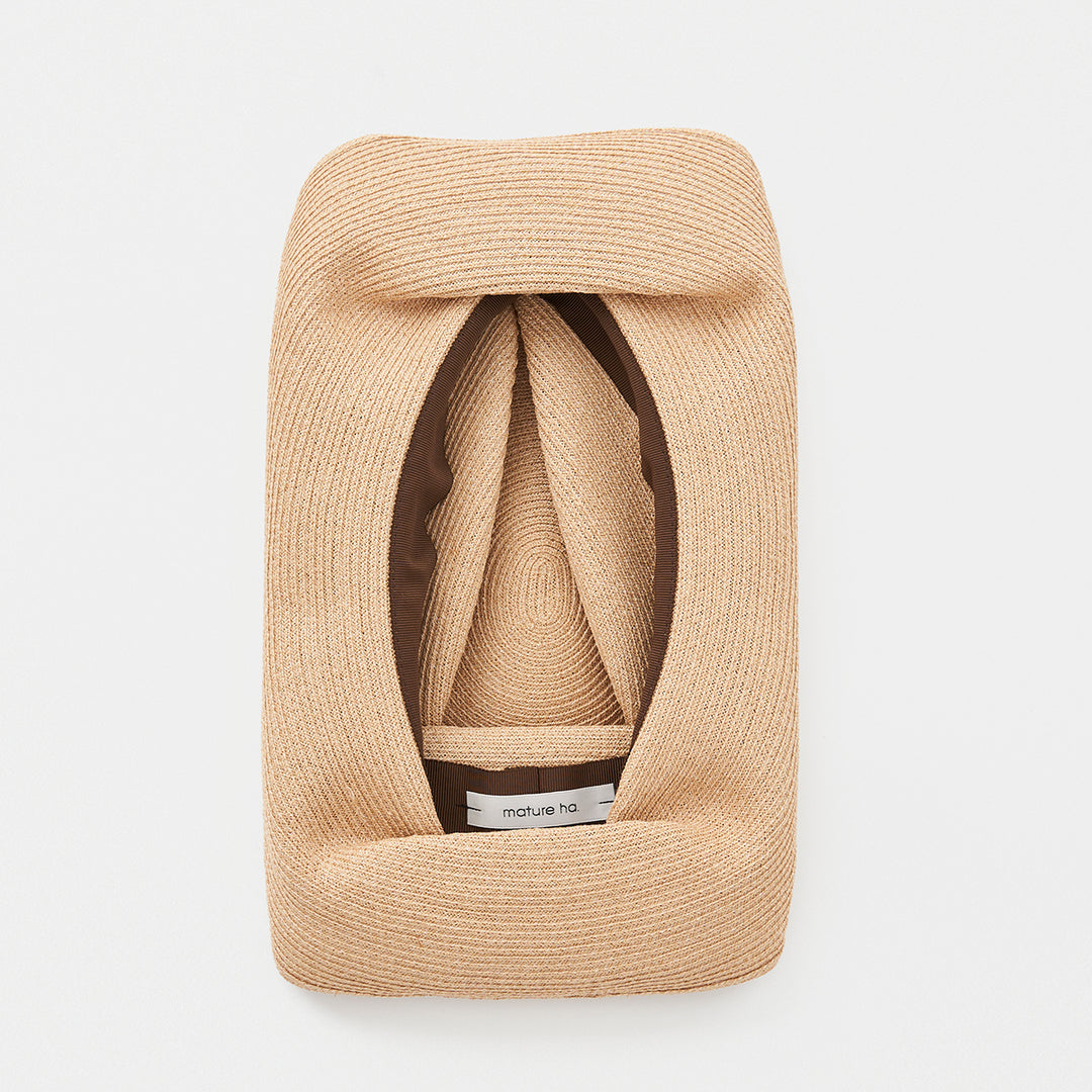 BOXED HAT Paper Abaca Long Brim with Stucco Beige Base