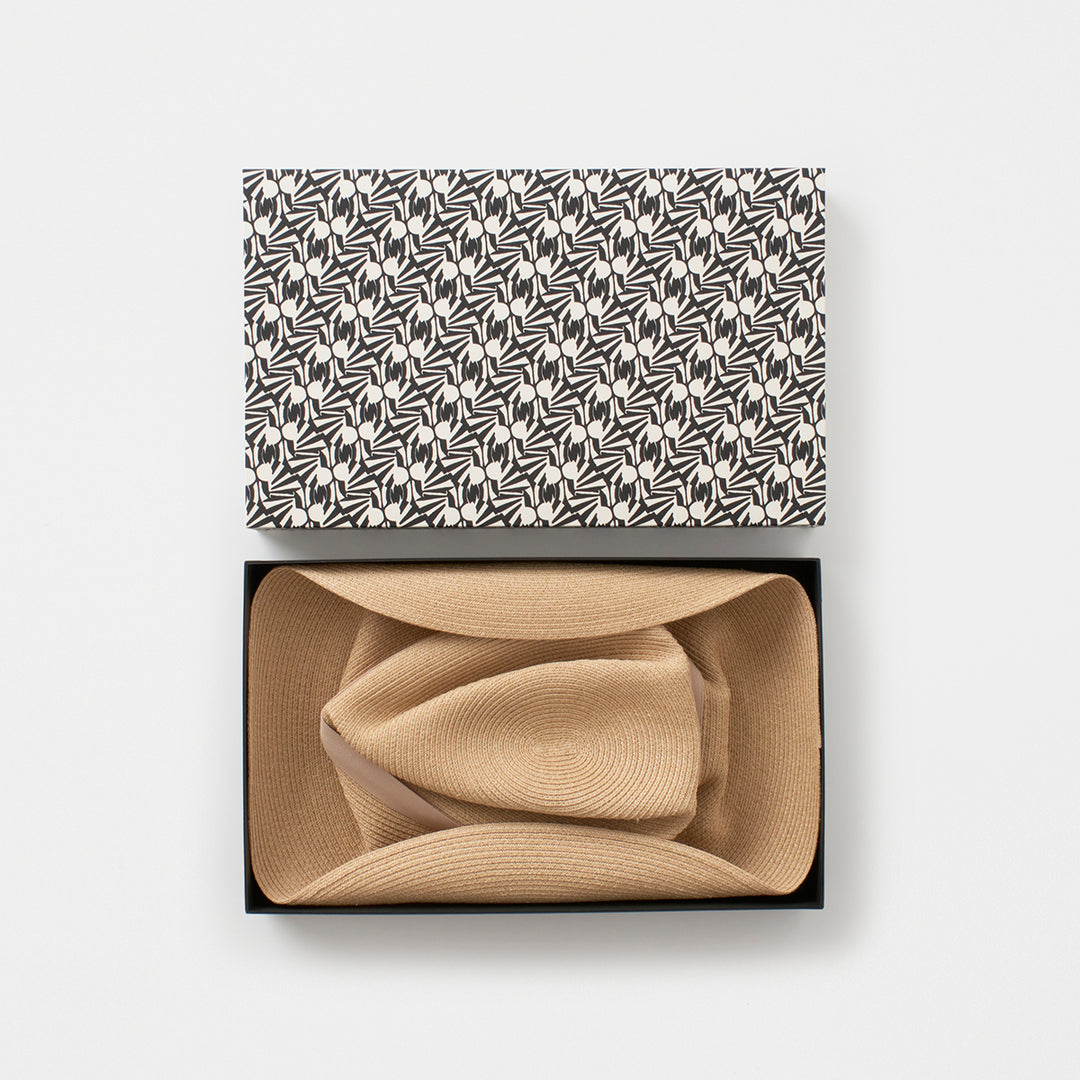 BOXED HAT Paper Abaca Long Brim with Stucco Beige Base