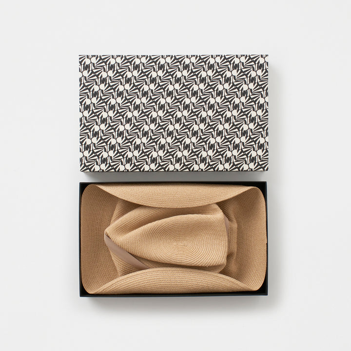 BOXED HAT Paper Abaca Long Brim with Stucco Beige Base