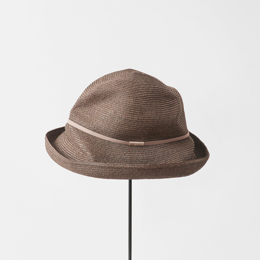 BOXED HAT 11cm brim grosgrain ribbon / dark brown base