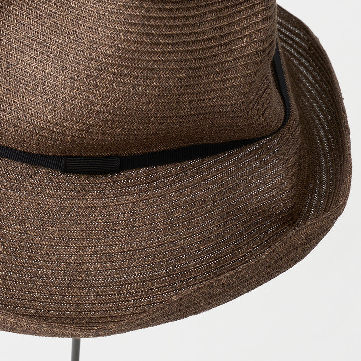 BOXED HAT 11cm brim grosgrain ribbon / dark brown base