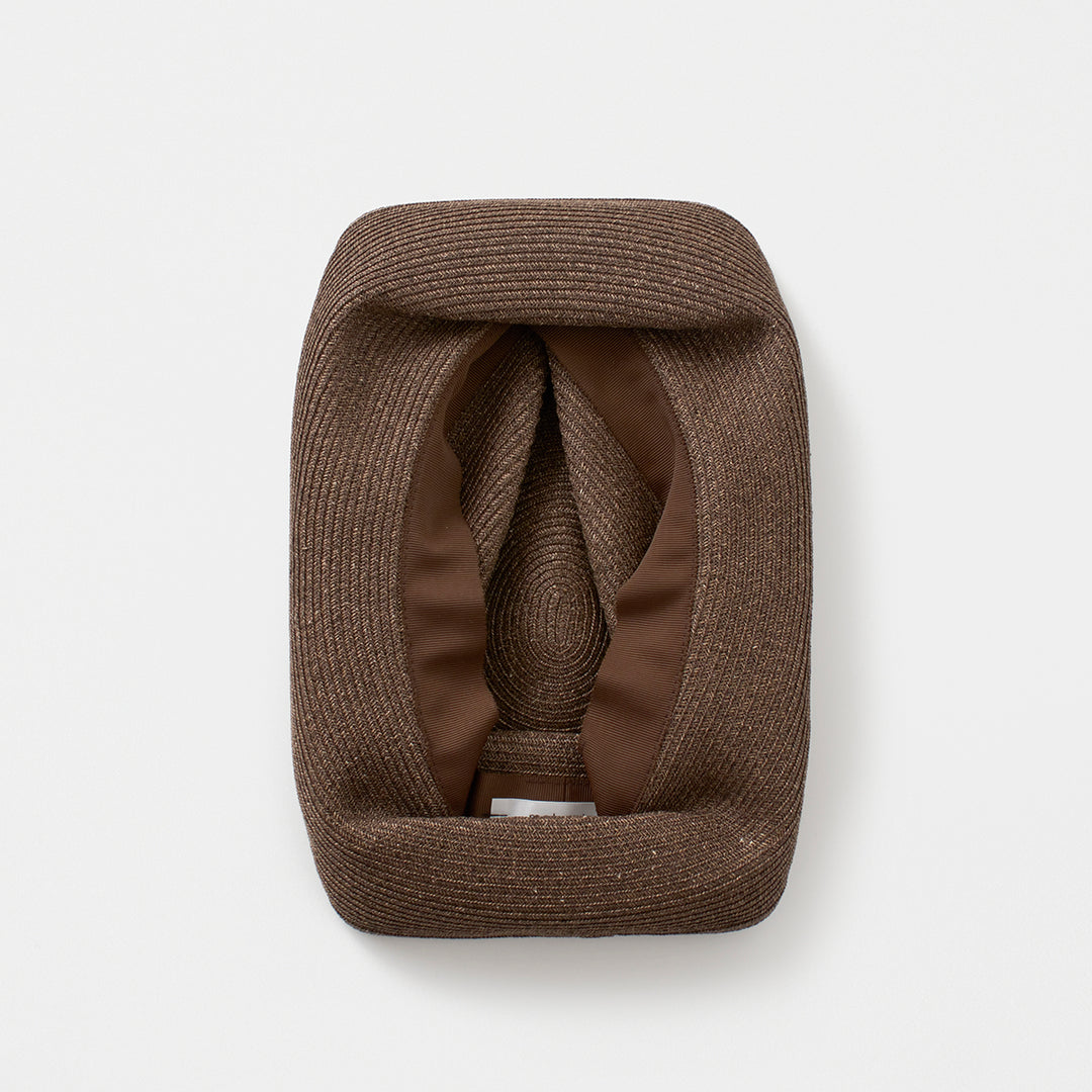 BOXED HAT 11cm brim grosgrain ribbon / dark brown base