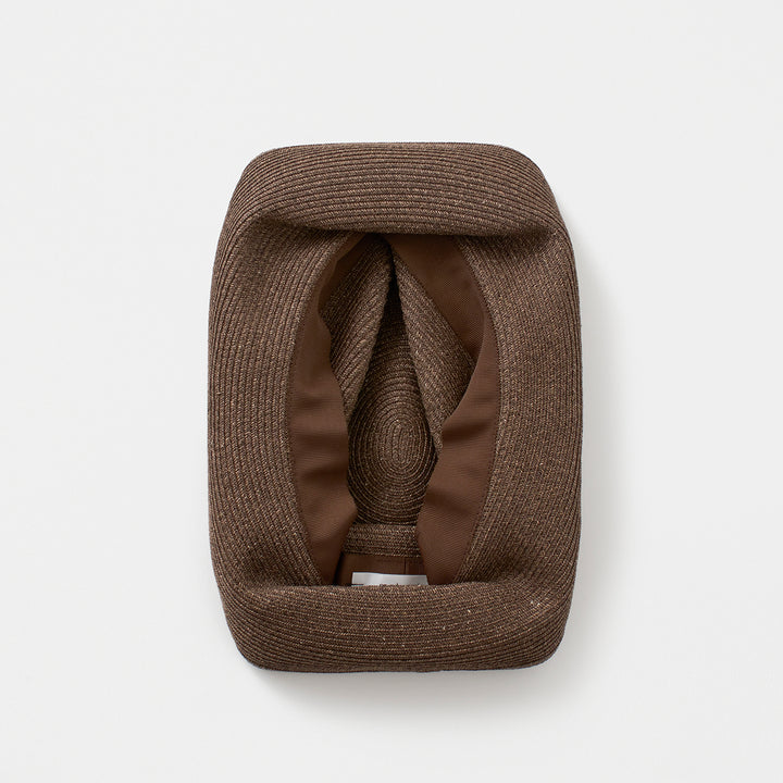 BOXED HAT 11cm brim grosgrain ribbon / dark brown base