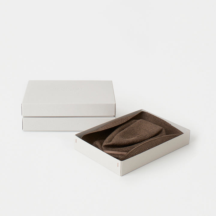 BOXED HAT 11cm brim grosgrain ribbon / dark brown base