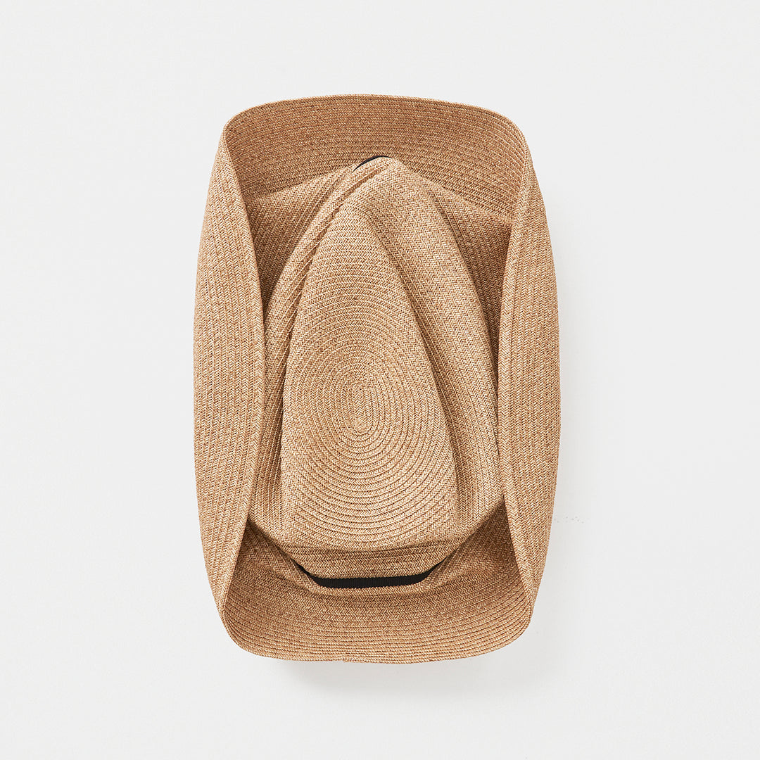 BOXED HAT 11cm brim grosgrain ribbon / mix brown base