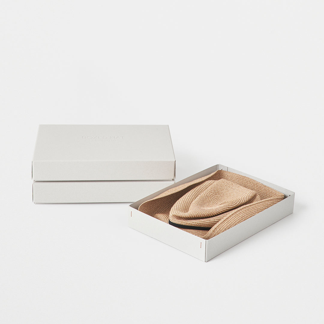 BOXED HAT 11cm brim grosgrain ribbon / mix brown base