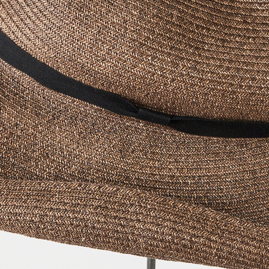 BOXED HAT 11cm brim organdy ribbon / dark brown base