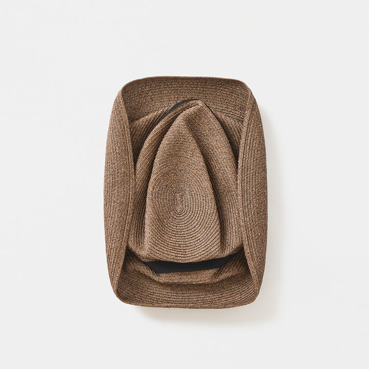 BOXED HAT 11cm brim organdy ribbon / dark brown base