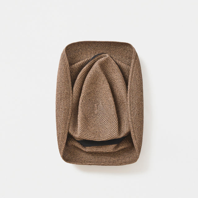 BOXED HAT 11cm brim grosgrain ribbon / dark brown base