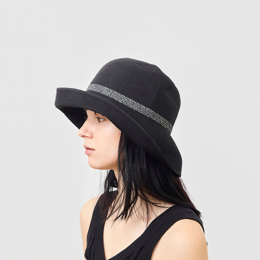 Water Repellent paper braid hat switch wide brim - Charcoal