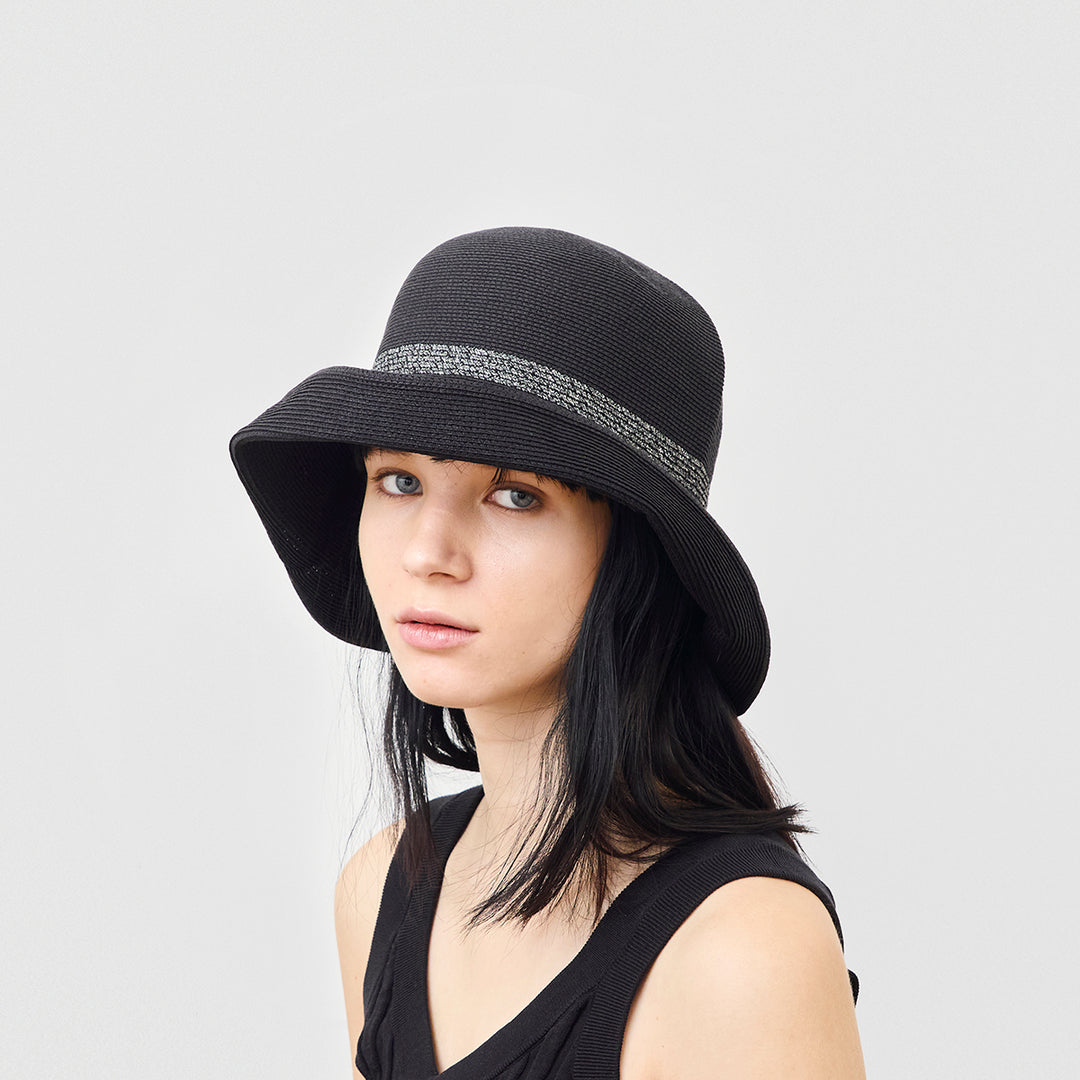 Water Repellent paper braid hat switch wide brim - Charcoal