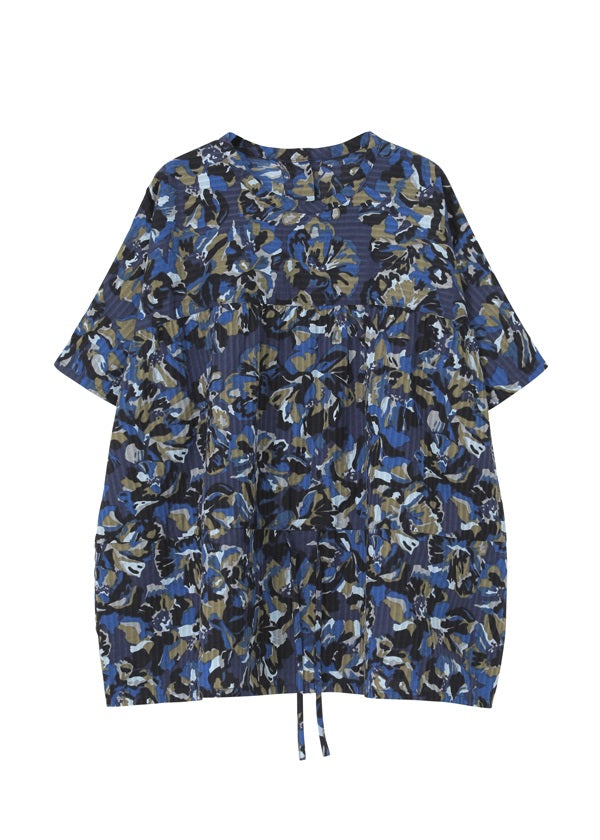 Plantation Blouse with Abstract Flower Print