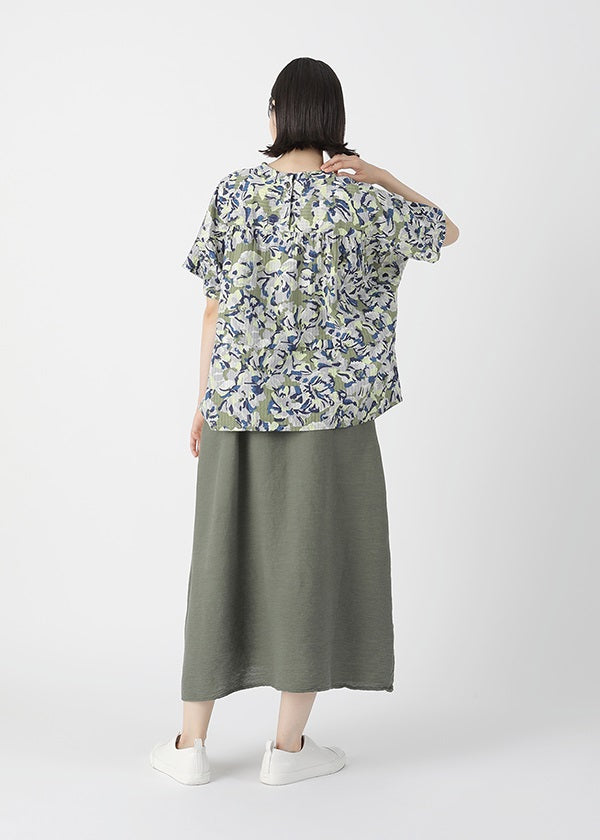 Plantation Blouse with Abstract Flower Print