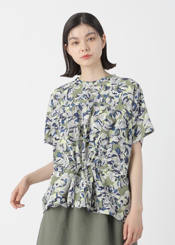 Plantation Blouse with Abstract Flower Print