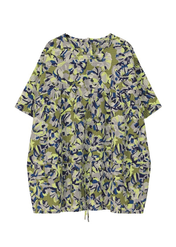 Plantation Blouse with Abstract Flower Print