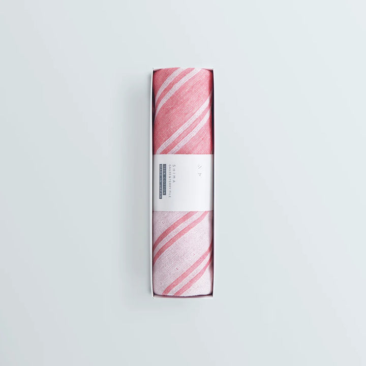 Shima Gauze Double stripe WashCloth  - red set of 2