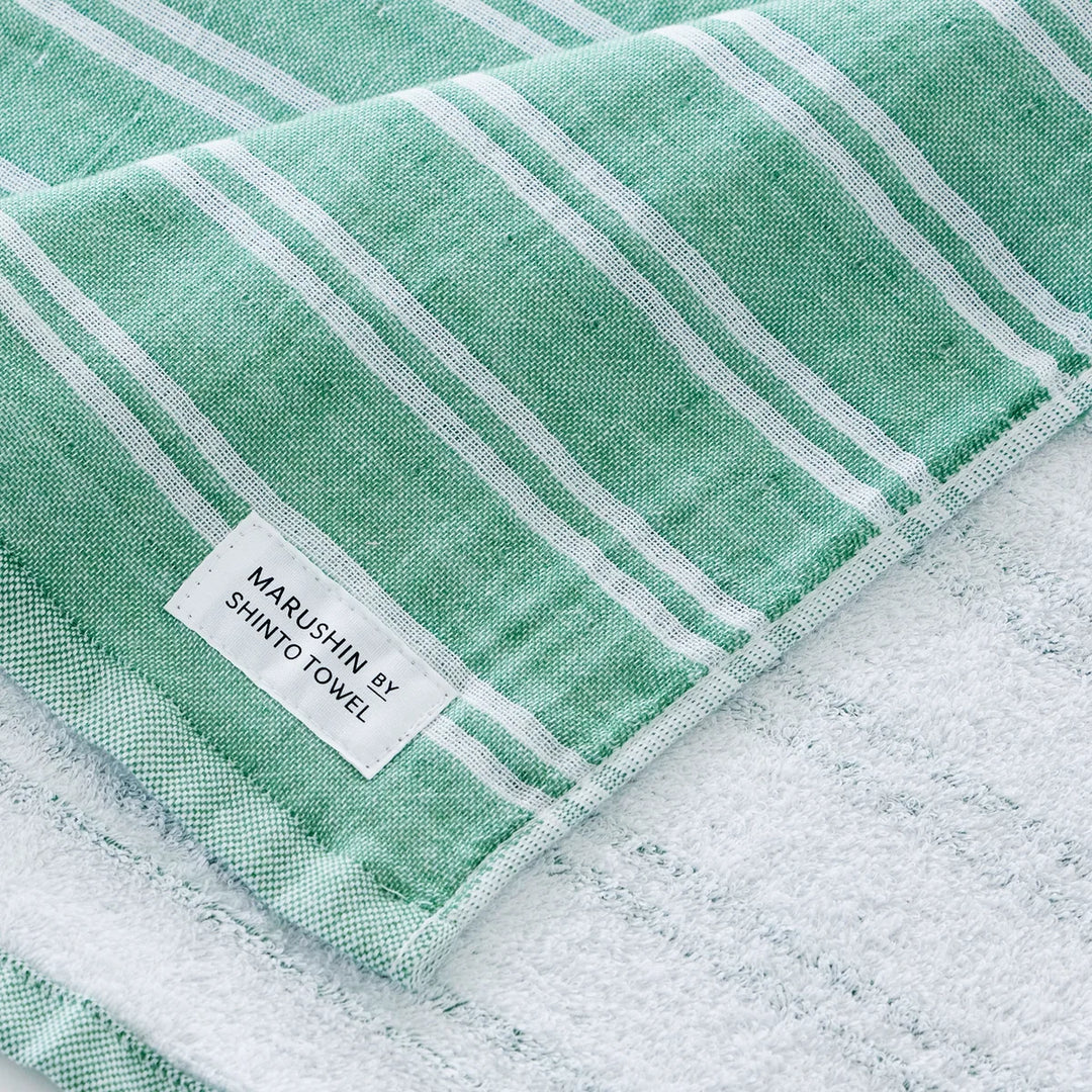 Shima Gauze Double stripe WashCloth  - forest set of 2