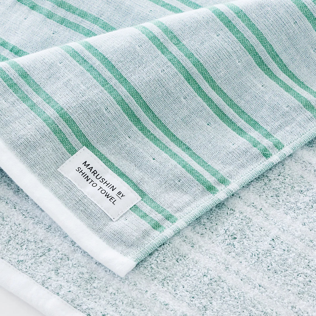 Shima Gauze Double stripe WashCloth  - forest set of 2