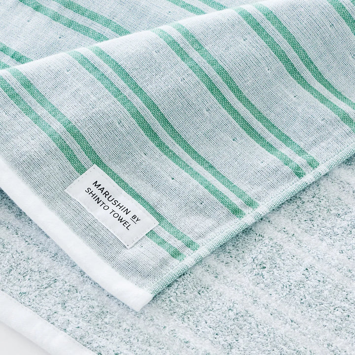 Shima Gauze Double stripe WashCloth  - forest set of 2