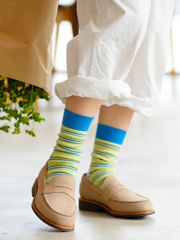 Tabio 01114-0718 Ribbed Thin Border Socks